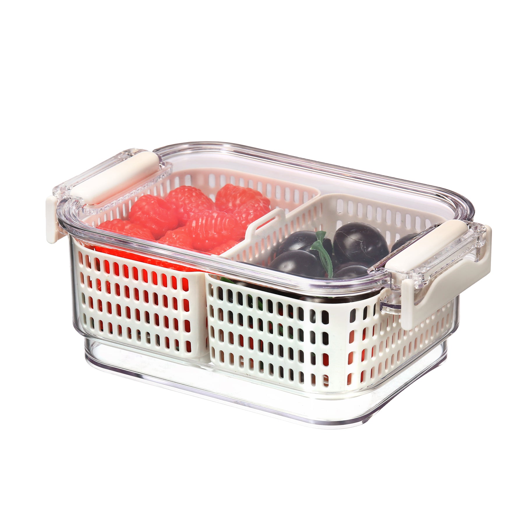 Contenedor Para Frutas Y Verduras Felli Duo Fresh - Set De 3 Tamaños Con Bandeja De Drenaje Y Ventilación Ajustable, Para Lavar Y Almacenar En Nevera