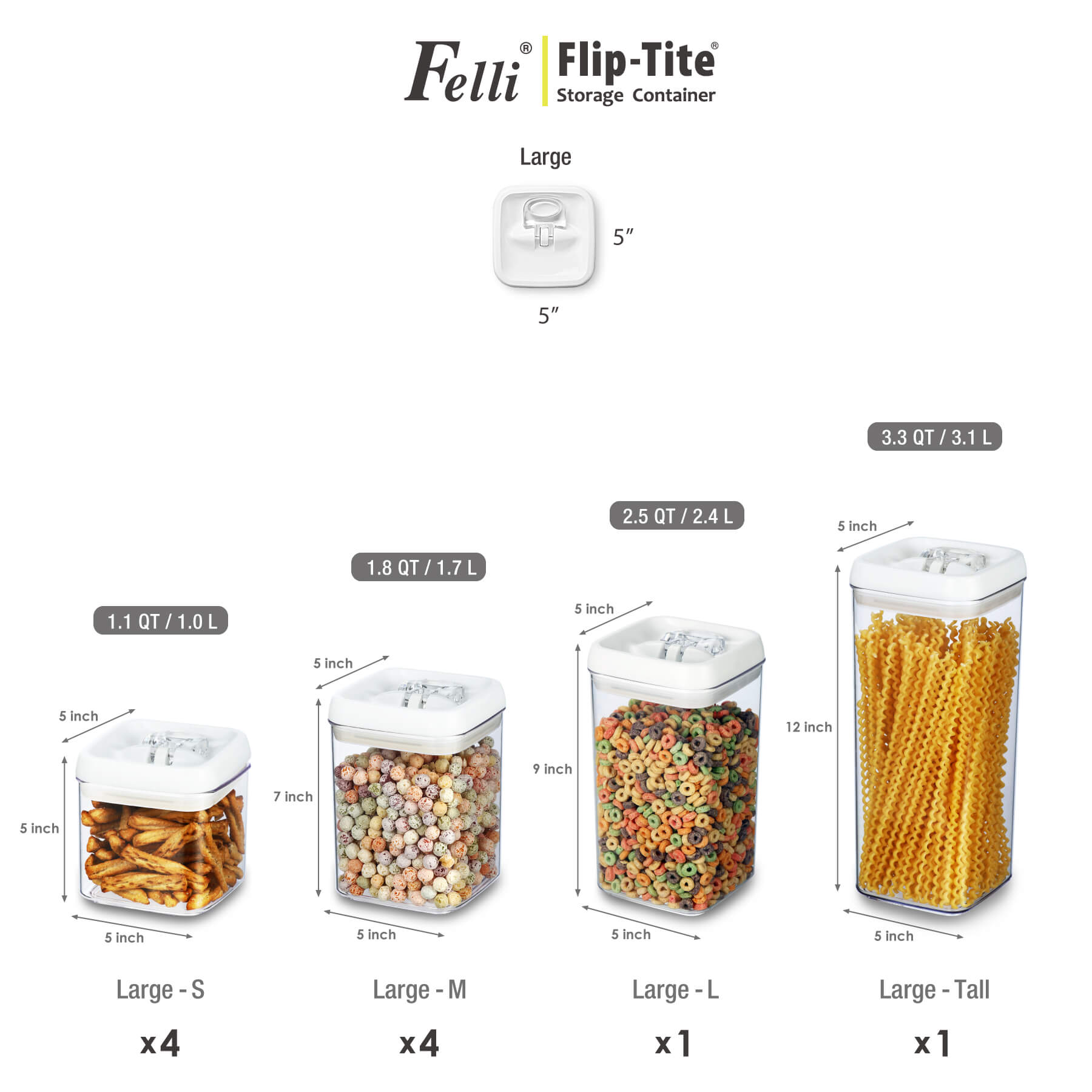 Flip Tite Large Size 10PC Variety Set - Felli Official