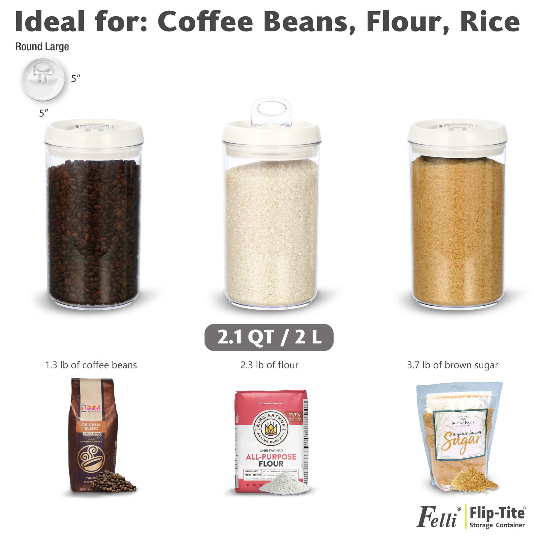 Flip Tite Round Large-L 3PC Set 2.1 QT / 2 L - Felli Official