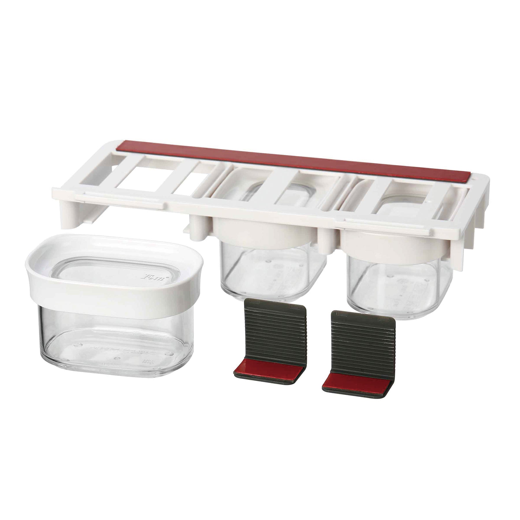 Loc Tite Container 4pk Mini-Flat 0.18Qt / 0.18L + Undershelf Spice Rack Organizer Set - Felli Official