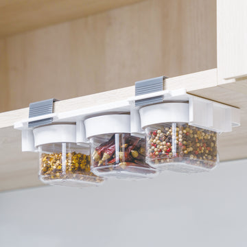 Loc Tite Container 4pk Mini-Flat 0.18Qt / 0.18L + Undershelf Spice Rack Organizer Set