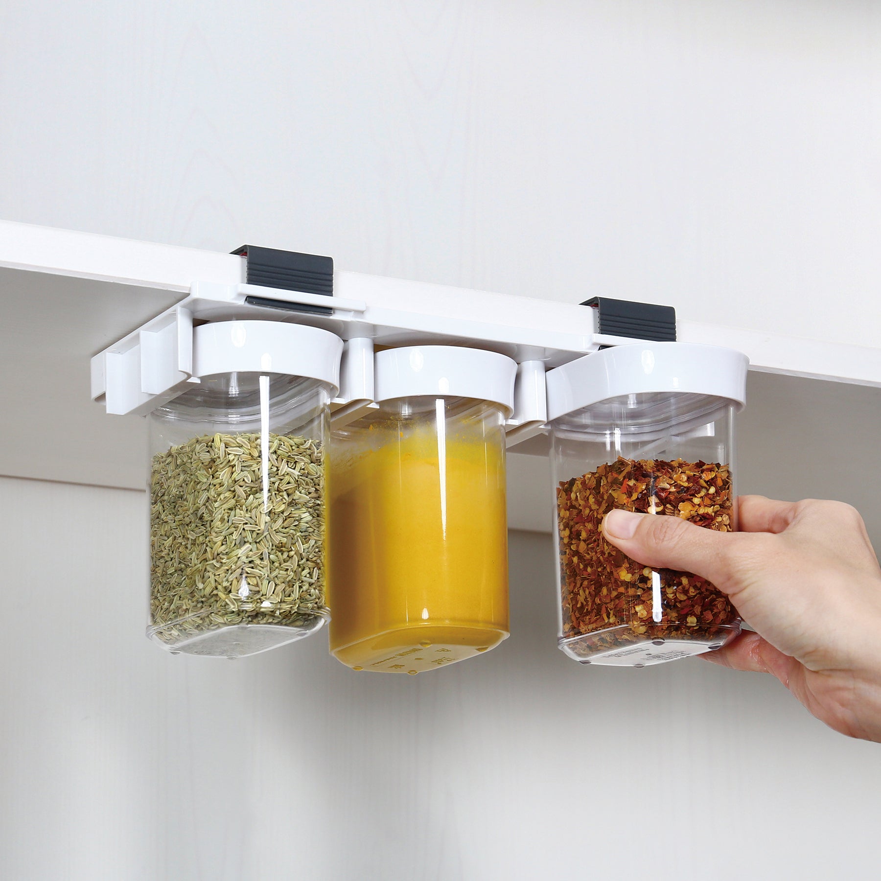 Loc Tite Container 4pk Mini-S 0.4L + Undershelf Spice Rack Organizer Set - Felli Official