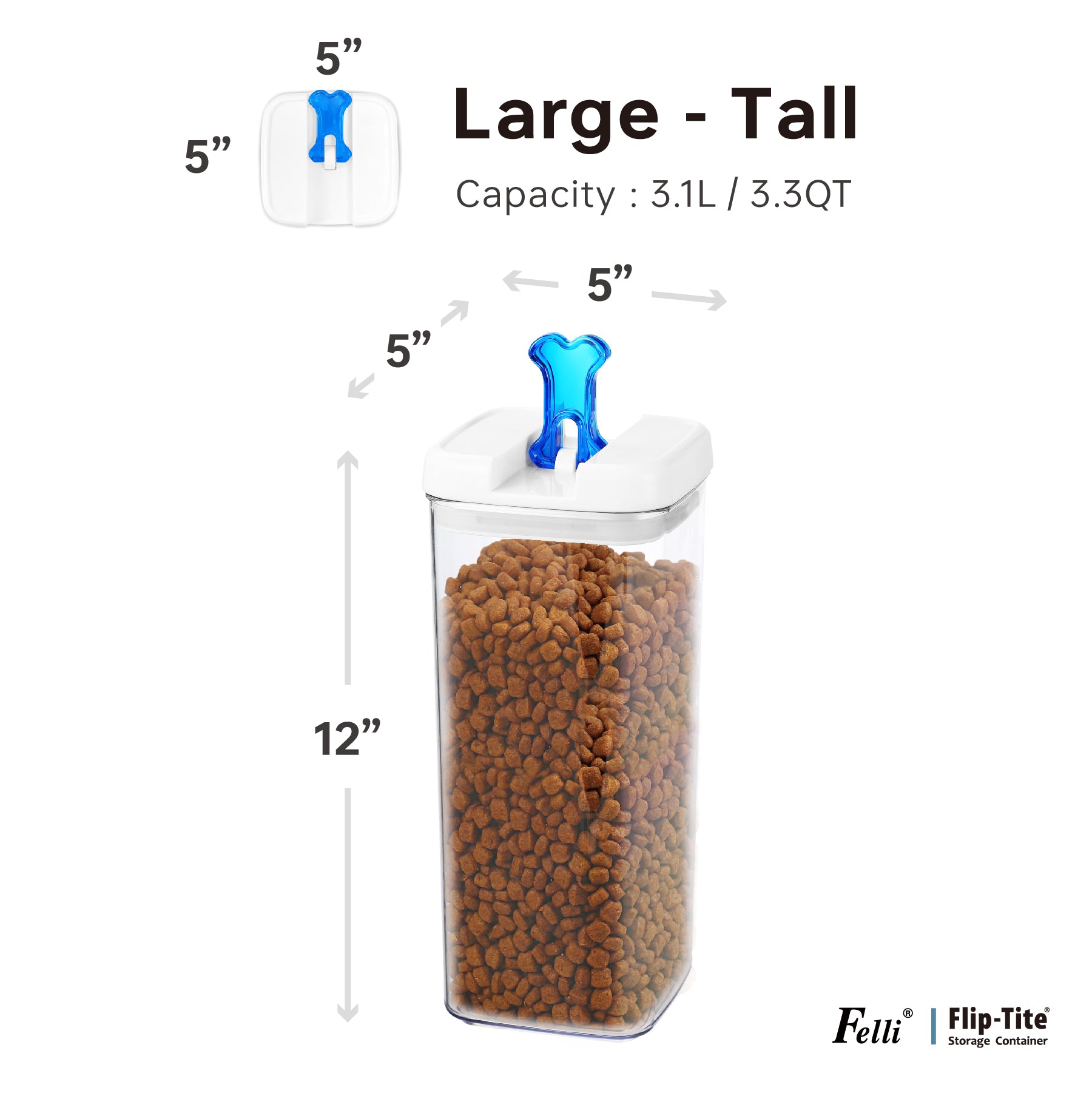 Flip-Tite Pet Collection - Large-TALL 3.3QT / 3.1L (Bone) - Felli Official
