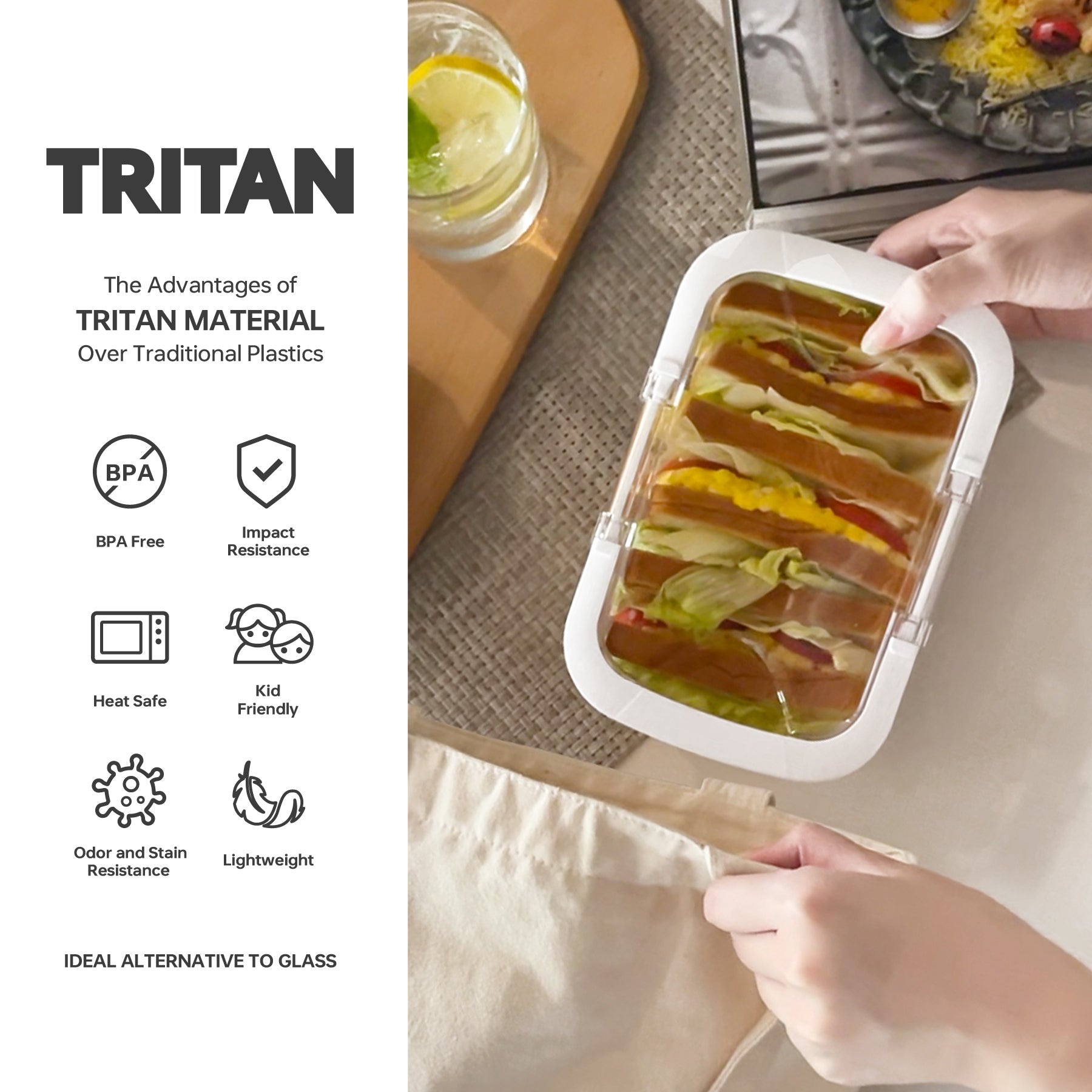 Felli Duo Loc Meal Prep Containers for Fridge Microwave - Regular 1.1L