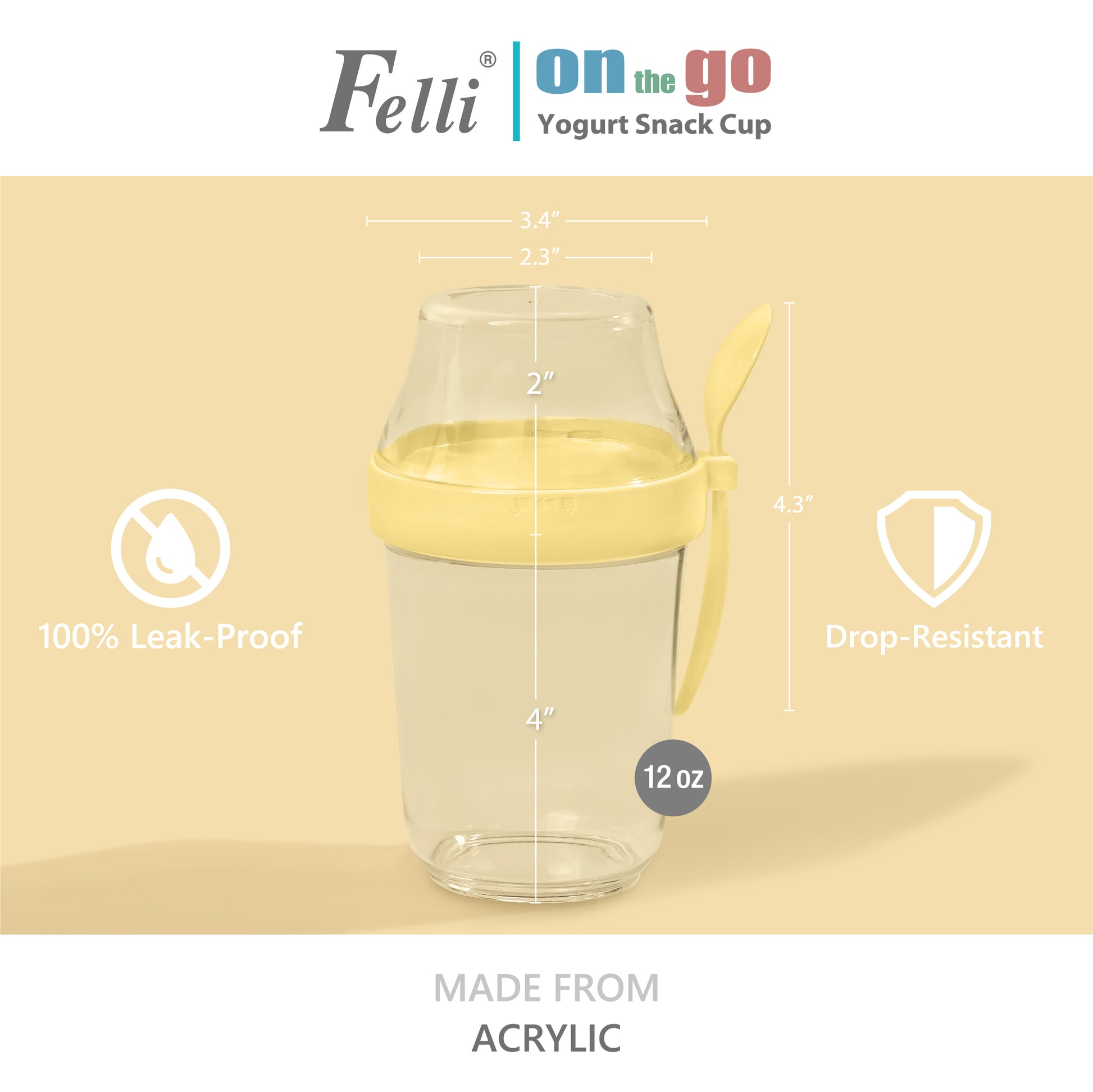 On the Go Snack Cup - Yellow - Felli Official