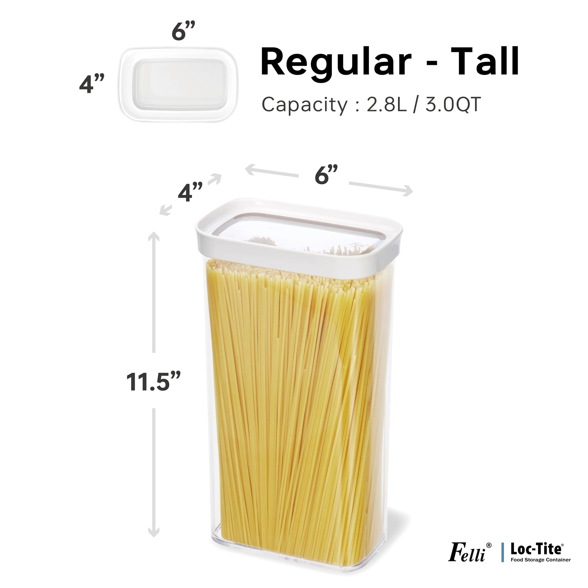 Loc Tite Container Regular-Tall 3.0QT / 2.8L - Felli Official