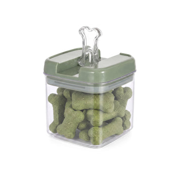 Flip Tite Pet 5” Large-S 1.1QT / 1.0L Clear Bone Tab, Sage Green Lid