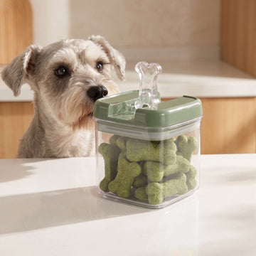 Flip Tite Pet 5” Large-S 1.1QT / 1.0L Clear Bone Tab, Sage Green Lid- 50 PCS