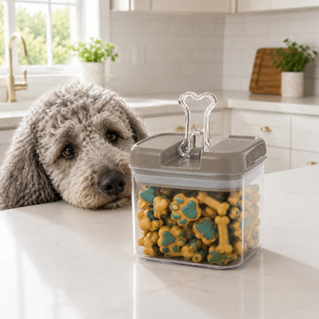 Flip Tite Pet 5” Large-S 1.1QT / 1.0L Clear Bone Tab, Brown Lid