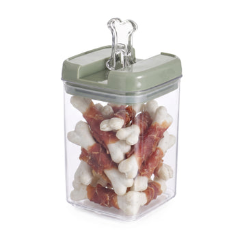 Flip Tite Pet 5" Large-M 1.8QT / 1.7L Clear Bone Tab, Sage Green Lid