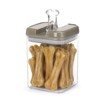 Flip Tite Pet 5" Large-M 1.8QT / 1.7L Clear Bone Tab, Brown Lid