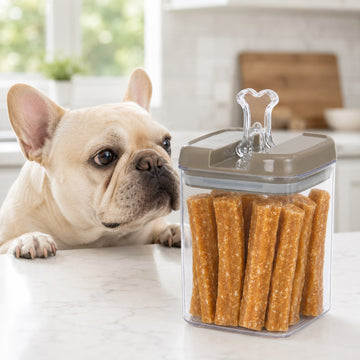 Flip Tite Pet 5" Large-M 1.8QT / 1.7L Clear Bone Tab, Brown Lid