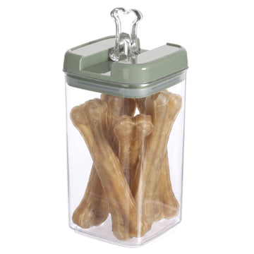 Flip Tite Pet 5” Large-L 2.5QT / 2.4L Clear Bone Tab, Sage Green Lid