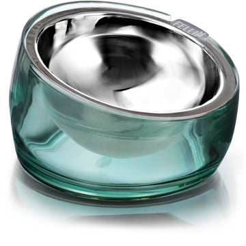Felli Oblik 15° Tilted Small Animal Bowls for Pet Food & Water 6 oz Stainless Steel Dish Removable, Slanted Metal Plate Feeder for Kitten Puppy Rabbit Bunny Guinchilla Pig (0.75 Cups, Smoky)