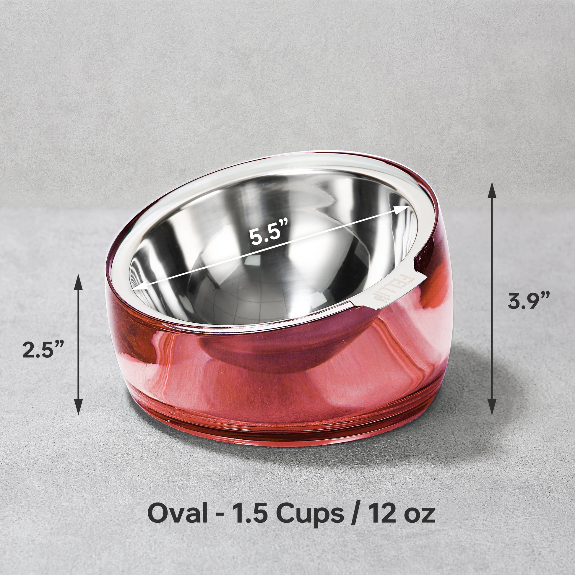 Felli Oblik Pet Food Water Bowl Elevated Stainless Steel Feeder