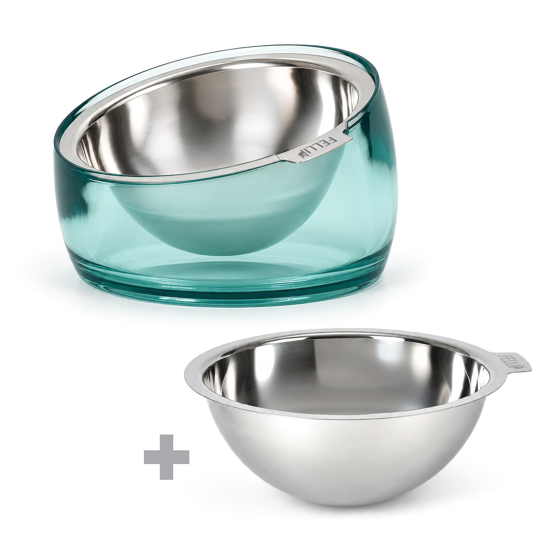 Felli Oblik Pet Dog Bowl Bundle Set + 1.5Cup Replacement SS Dish