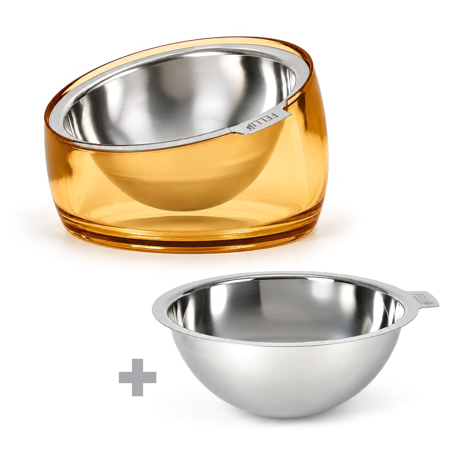 Felli Oblik Pet Dog Bowl Bundle Set + 1.5Cup Replacement SS Dish