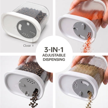 Felli TRI-MI Stackable Spice Container Set with 2 Holder Trays, 10 Pack (8.5 oz)