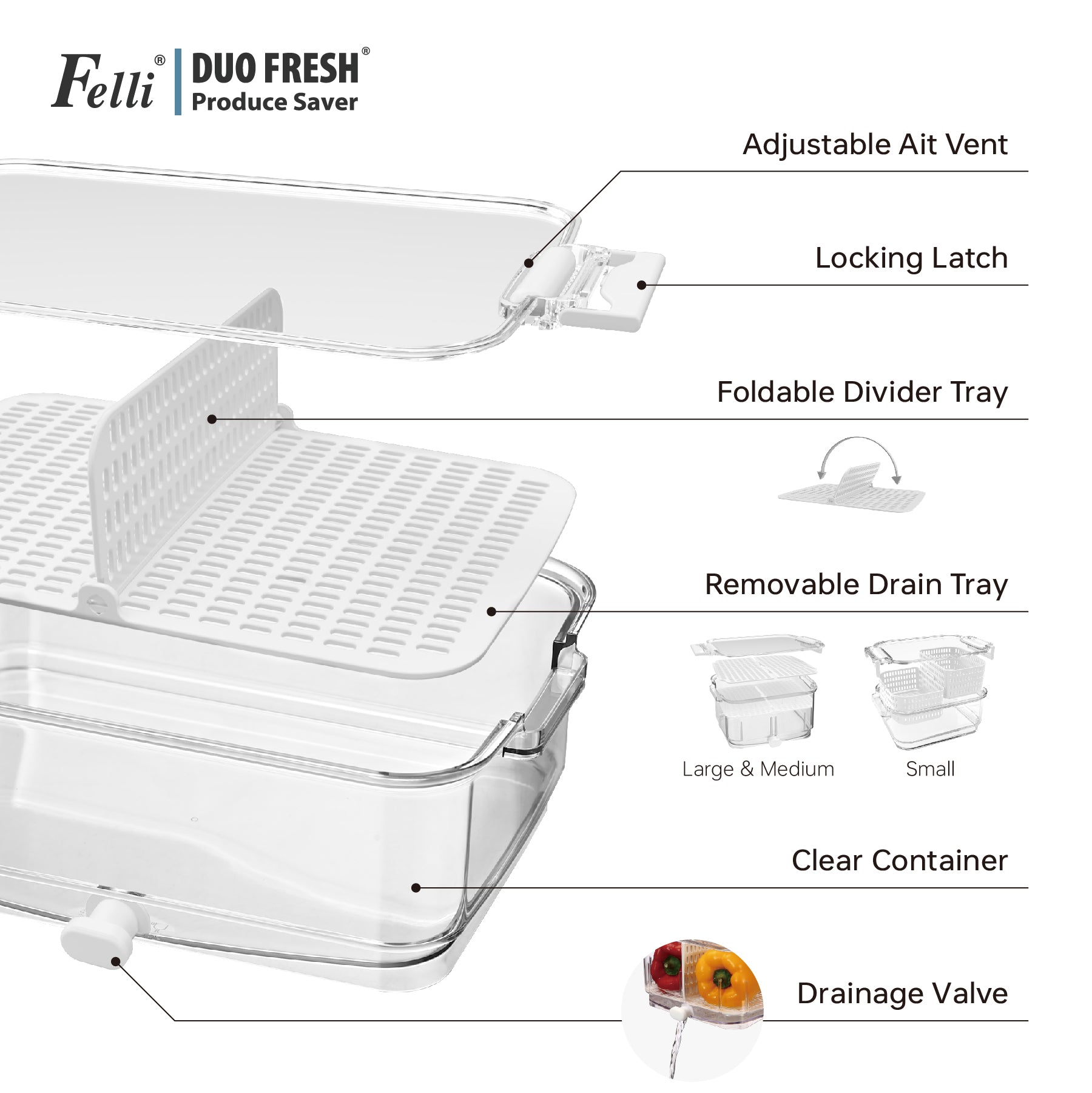 Duo Fresh Produce Saver - Flat - Felli Official