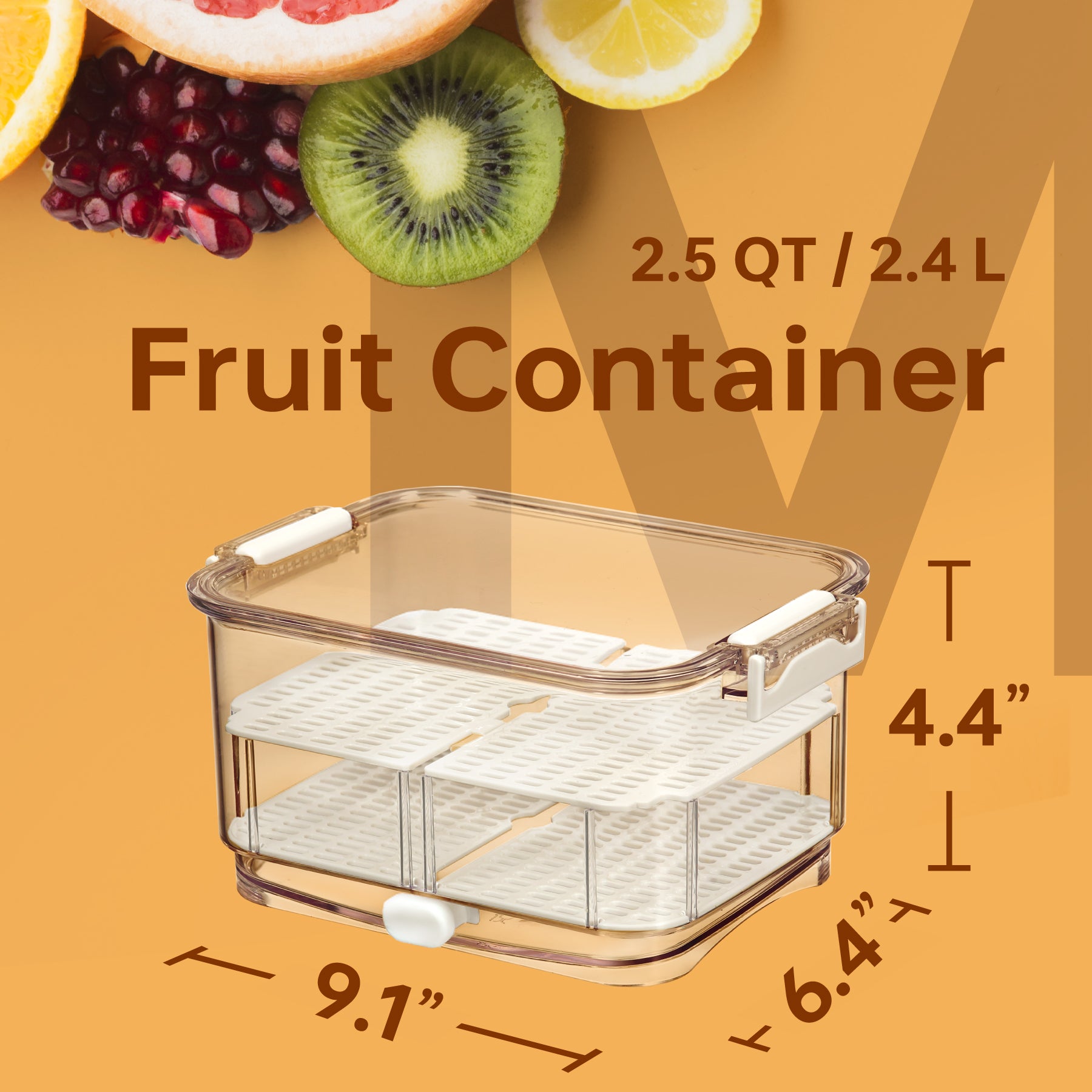 Felli Duo Fresh Produce Saver - Fruit Container - Medium 2.4L / 2.5qt