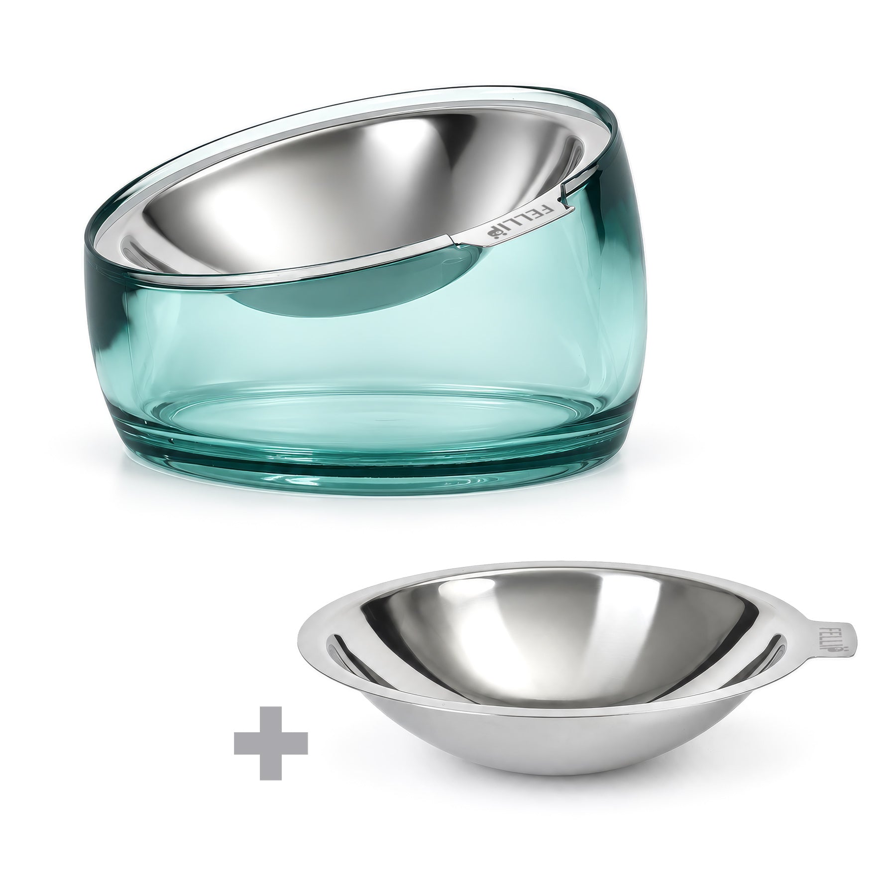 Felli Pet Oblik Shallow Bowl Bundle Set - Extra 0.5 Replacement Dish