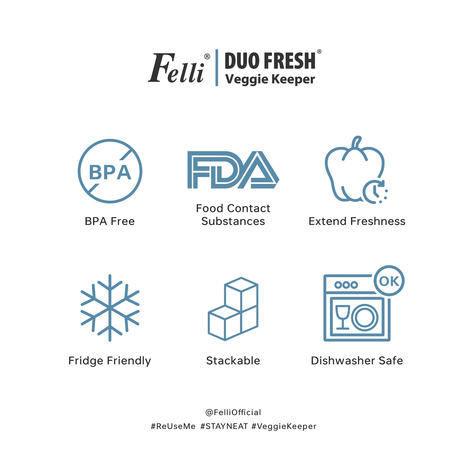 Duo Fresh Veggie Keeper - Large - Felli Official