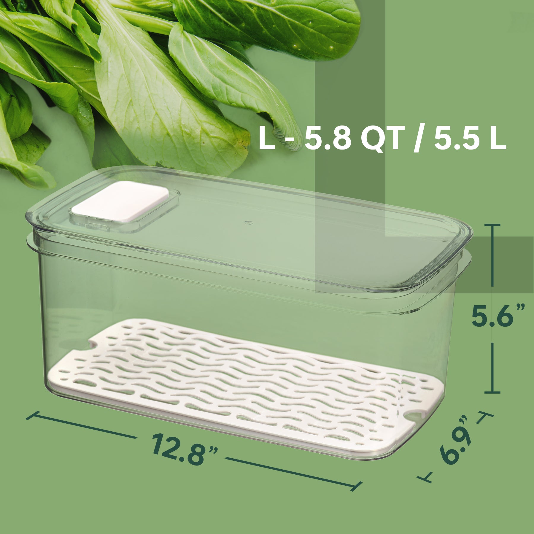 Felli Fresh Longer Veggie Keeper for Fridge Organizer - Large 5.8