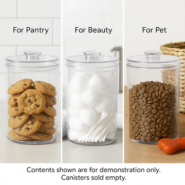 Felli Clear Plastic Food Storage Canisters with Lid, Set of 3