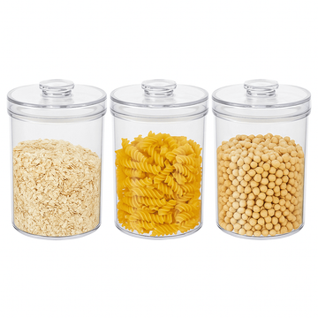 Felli Clear Round Food Storage Canisters with Lid, 3 Pack – 71 oz Airtight Containers, BPA-Free, Stackable, Dishwasher Safe