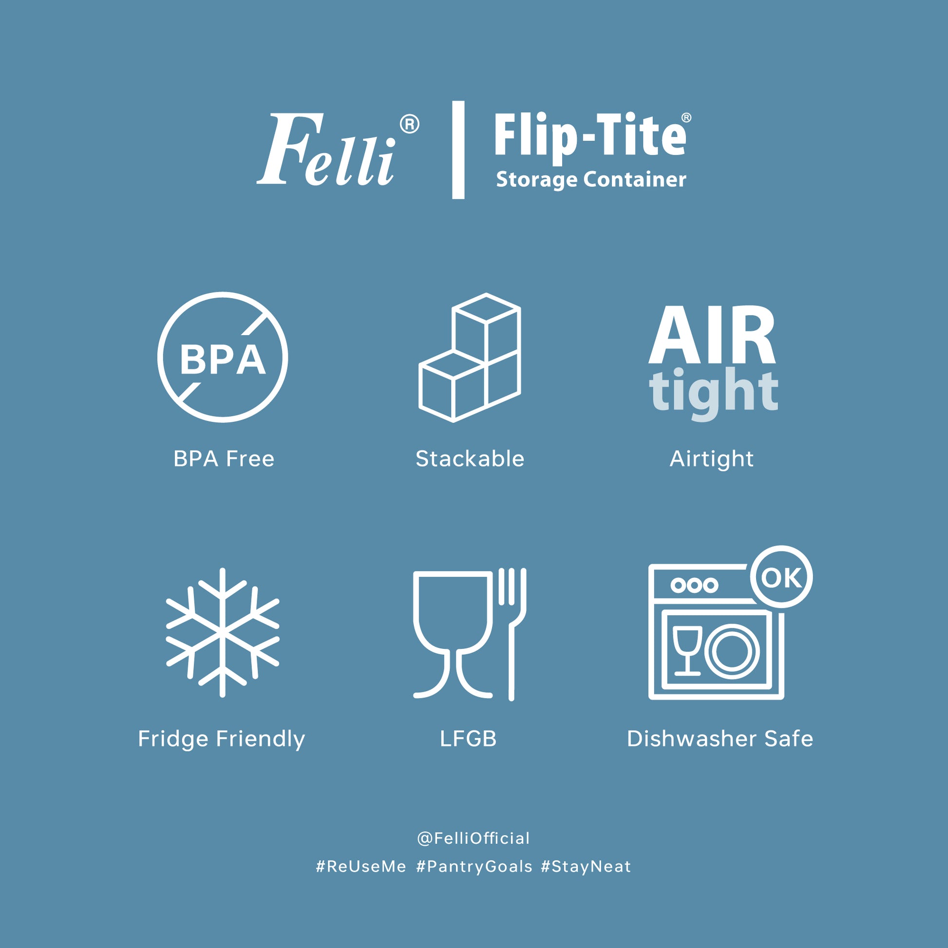 Flip Tite 4" Rectangular-M Set 1.9QT / 1.8L - Felli Official
