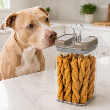 Flip Tite Pet 5” Large-L 2.5QT / 2.4L Clear Bone Tab, Brown Lid